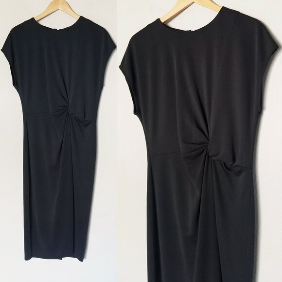 Halogen Nordstrom Twist Front Knit Sheath Dress In Black Size M Modal Blend $79 - Picture 9 of 15